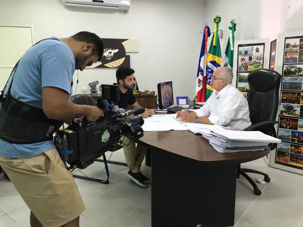 Teófilo durante entrevista ao repórter Felipe Cury, do canal Sportv